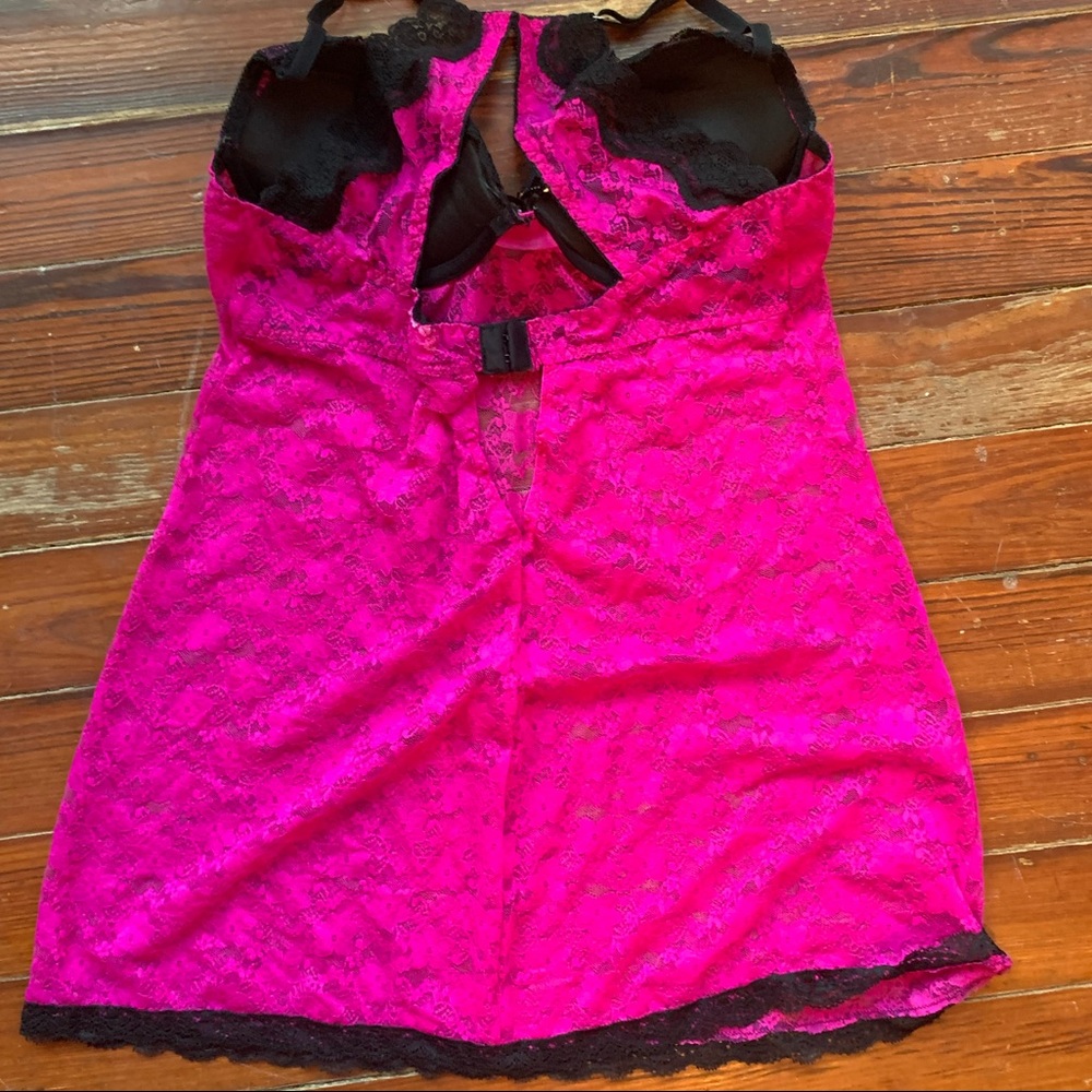 Seductive Wear Bright Pink Black Underwire Push Dress Babydoll by Cinema Etoile - Picture 5 of 12